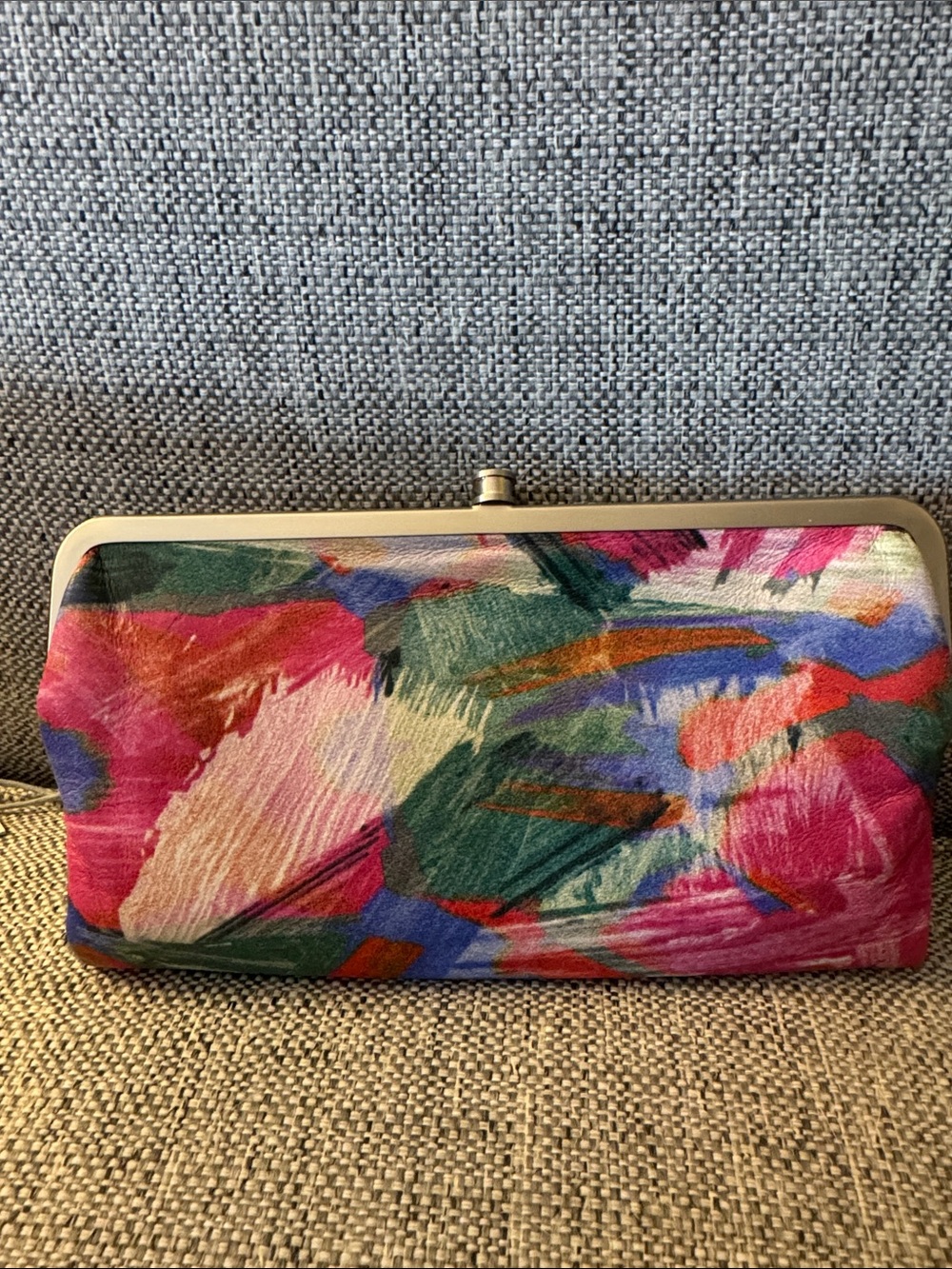 HOBO Multicolor Abstract Brushstroke Clutch in Pink, Green, Blue, Red - Picture 2 of 9
